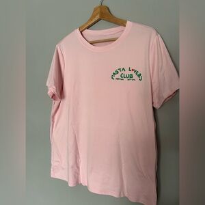 Pasta Lovers Club Pink Graphic T-Shirt size L -never worn!